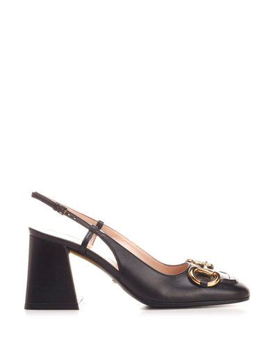 Women's Horsebit slingback in black leather 